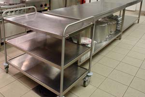 Stainless steel preparation trolley unit